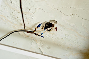 ceiling with wire coming out